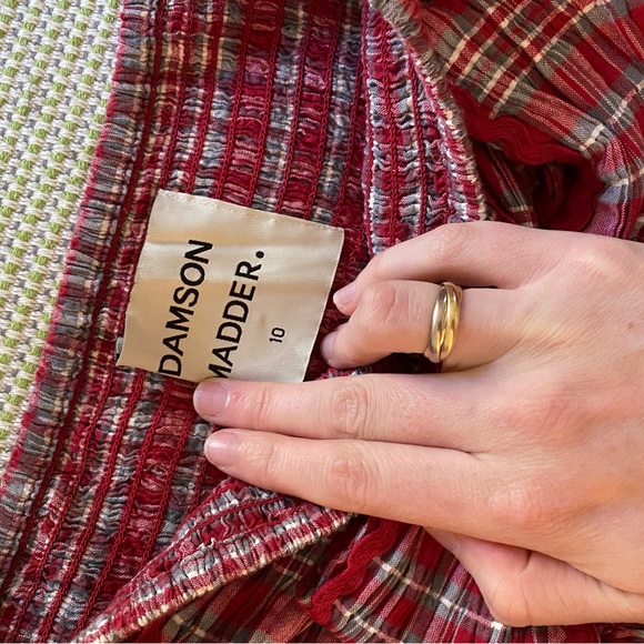 Damson Madder Pia Midi Dress in Red Check - Picture 4 of 7